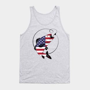 4th of July Fishing American Flag Tank Top